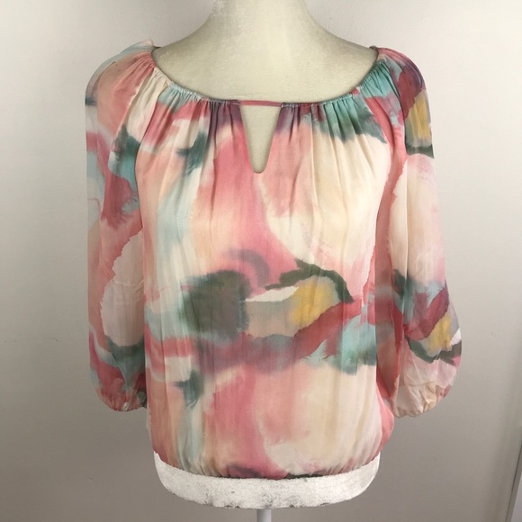 Alice + Olivia watercolor print silk blouse XS - Picture 1 of 7